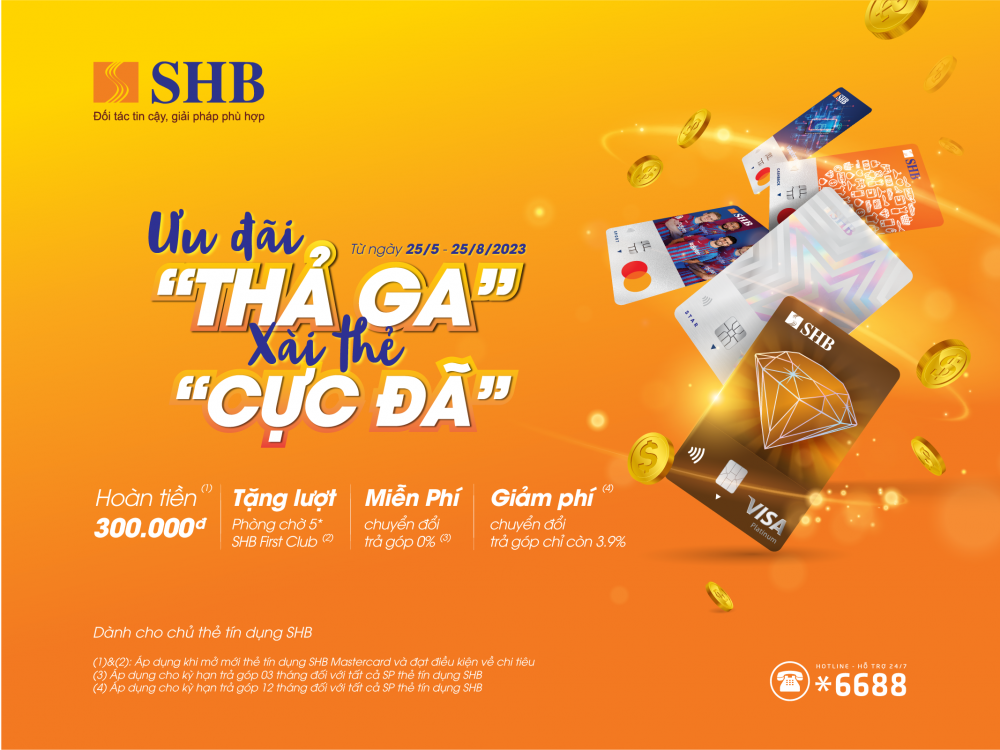 Nhiều ưu đãi cho khách hàng cá nhân khi mở thẻ tín dụng quốc tế SHB