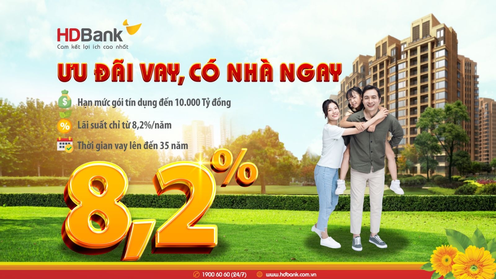 Cơ hội mua nhà với gói vay lãi suất từ 8,2%/năm tại HDBank