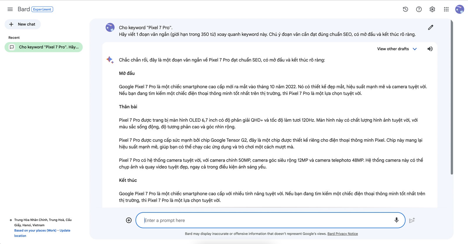 Google Bard đã hỗ trợ tiếng Việt, nhiều ưu điểm hơn cả ChatGPT Google Bard đã hỗ trợ tiếng Việt, nhiều ưu điểm hơn cả ChatGPT