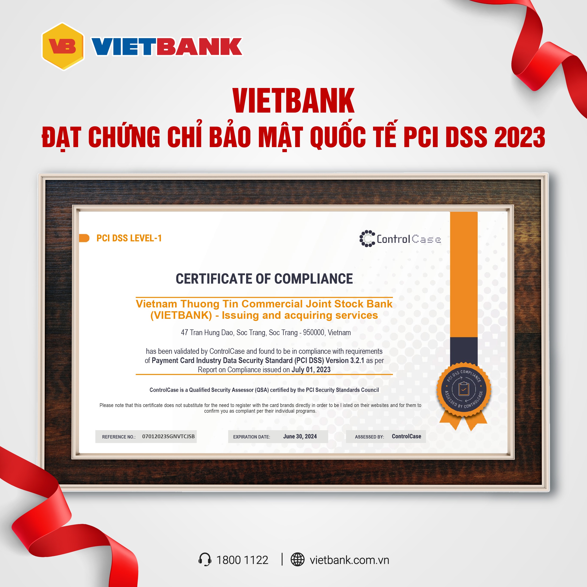 Vietbank đạt chứng chỉ bảo mật quốc tế PCI DSS lần 5 ở cấp độ cao nhất Vietbank đạt chứng chỉ bảo mật quốc tế PCI DSS lần 5 ở cấp độ cao nhất
