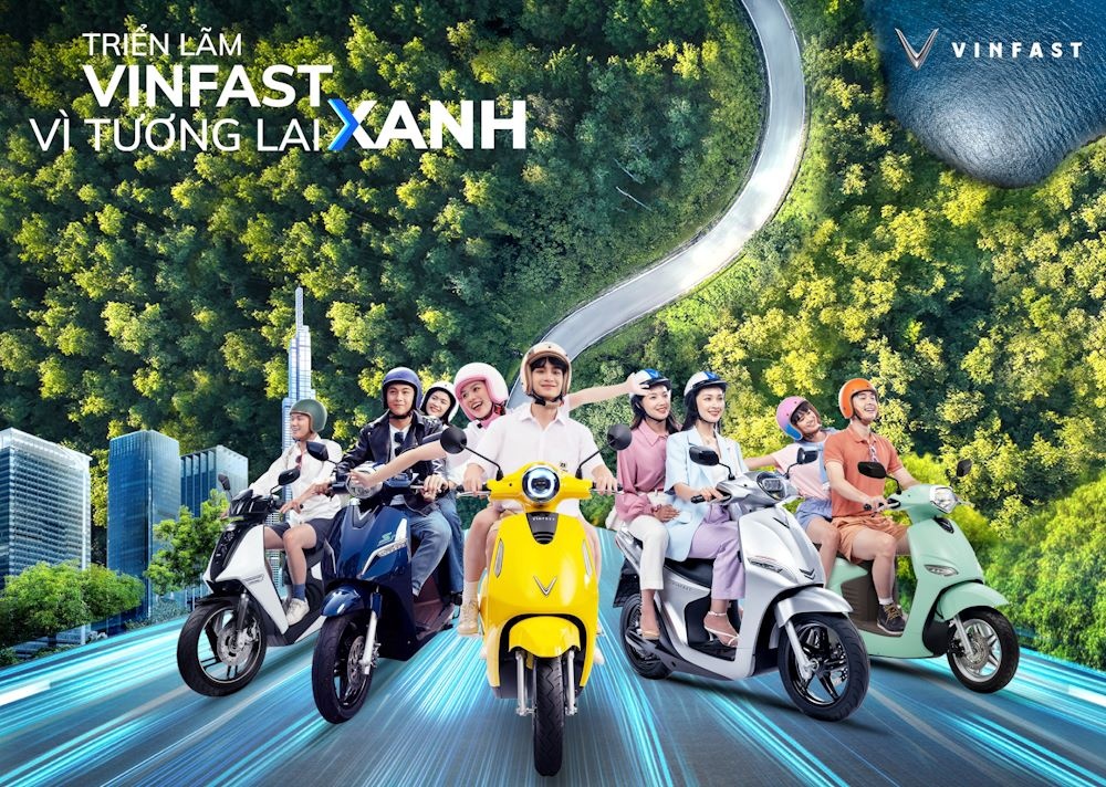 Khách tham quan có thể trải nghiệm toàn bộ xe máy điện tại triển lãm “VinFast – Vì tương lai xanh”