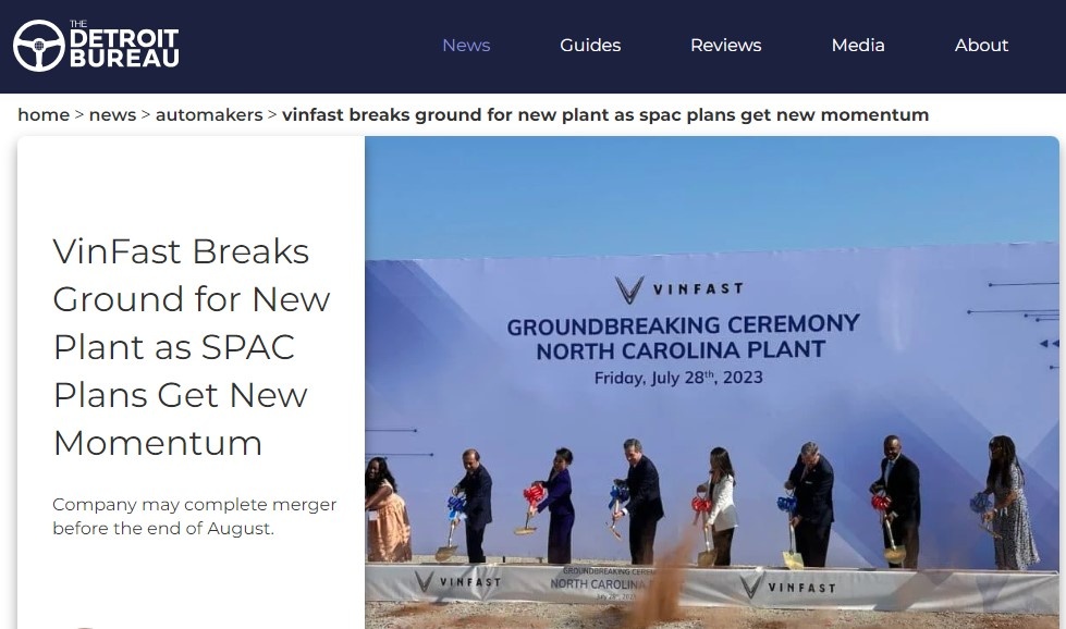 Detroit Bureau đưa ra những bình luận về việc khởi công nhà máy của VinFast và thương vụ giao dịch cùng Black Spade