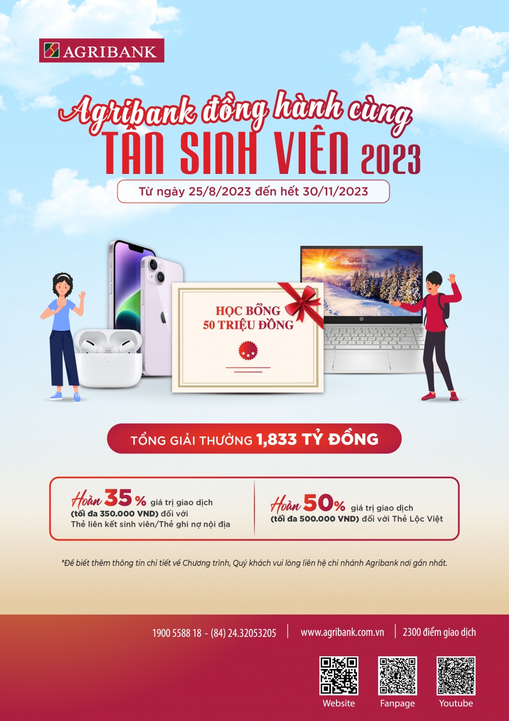 Agribank dành hơn 1,8 tỷ đồng tặng Tân sinh viên năm 2023 Agribank dành hơn 1,8 tỷ đồng tặng Tân sinh viên năm 2023