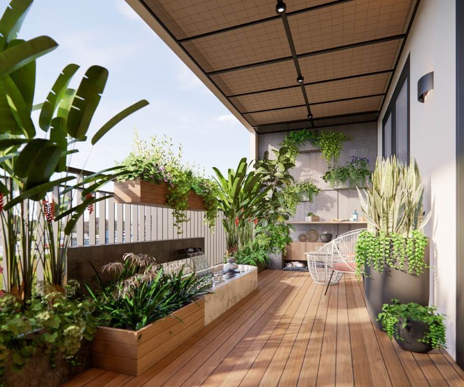 Ban công xanh mát của căn hộ Zen Tower Ban công xanh mát của căn hộ Zen Tower