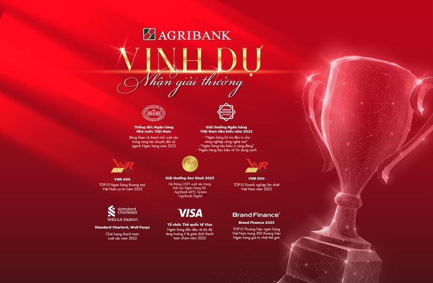 Agribank giành được nhiều giải thưởng lớn trong lịch vực công nghệ thông tin, chuyển đổi số