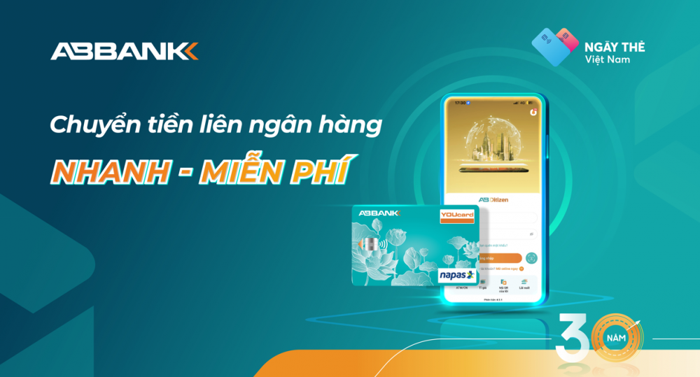 Miễn phí chuyển tiền liên ngân hàng thông qua ứng dụng AB Ditizen.