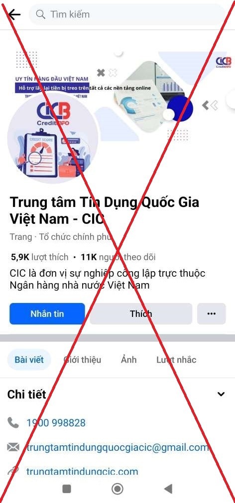 Cảnh báo mạo danh trang mạng xã hội của CIC để lừa đảo Cảnh báo mạo danh trang mạng xã hội của CIC để lừa đảo
