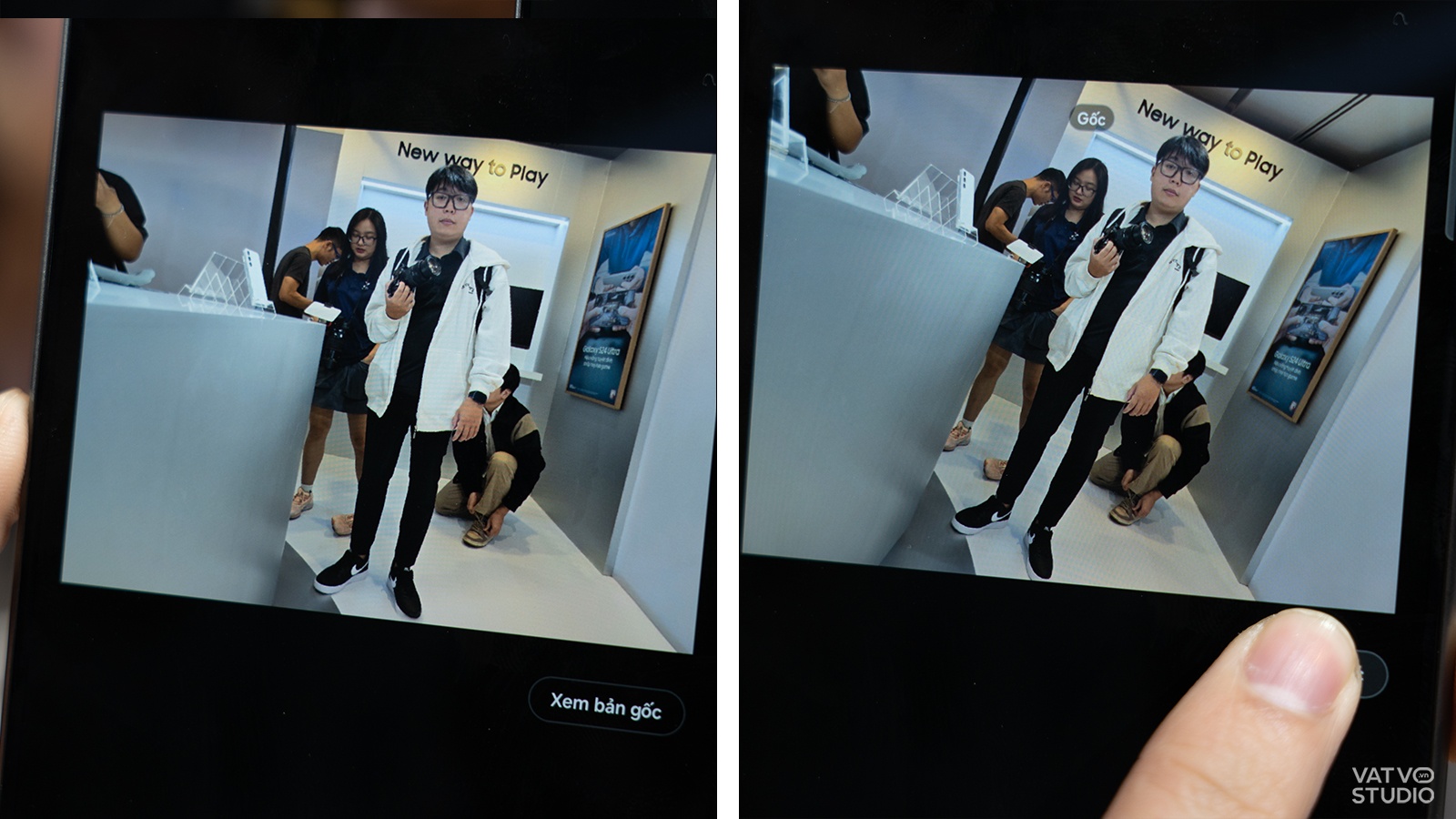 Hình sau khi chỉnh sửa (bên trái) và hình trước khi chỉnh sửa (bên phải)