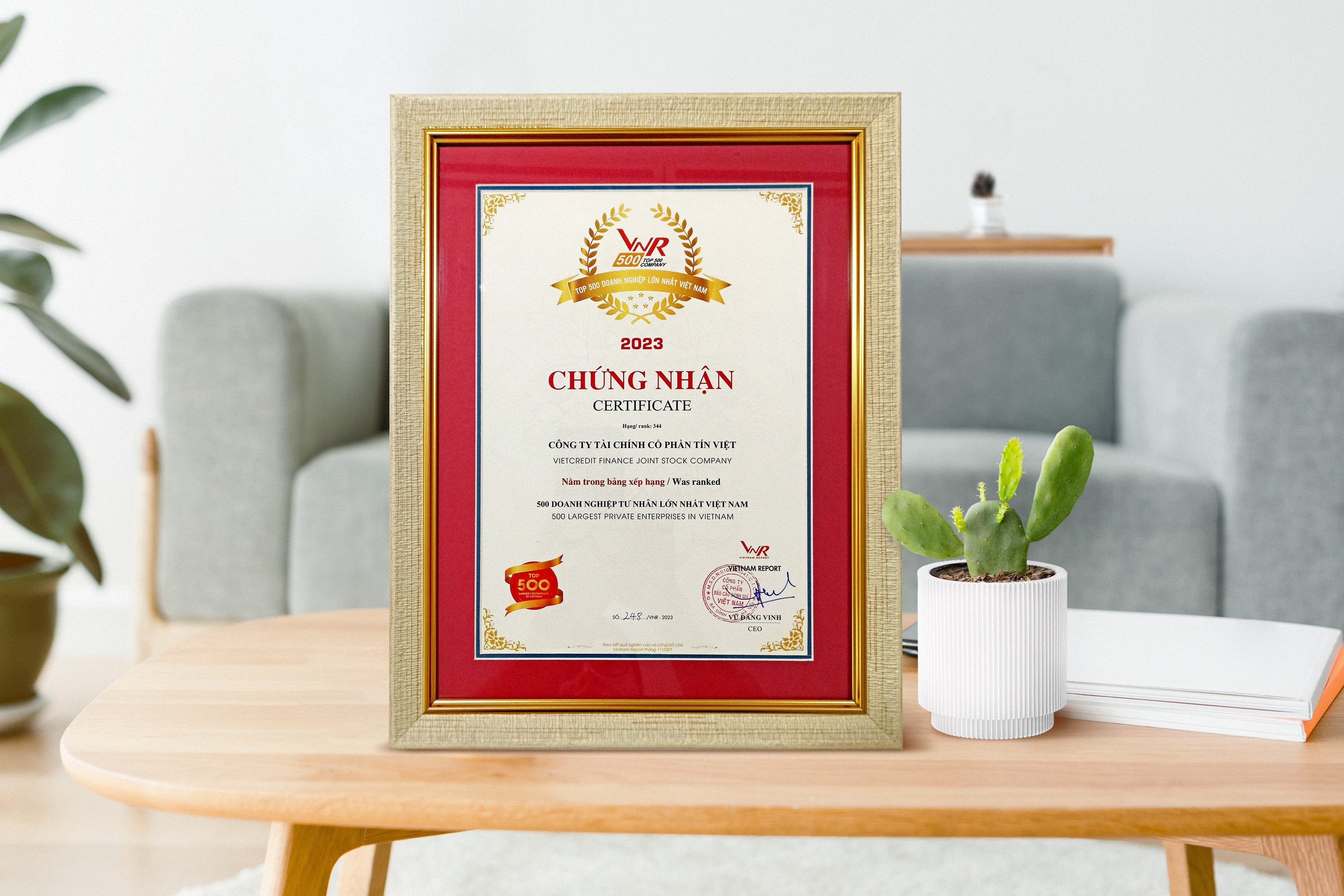 Đây là năm thứ 3 liên tiếp VietCredit vào Top 500 Doanh nghiệp lớn nhất Việt Nam.