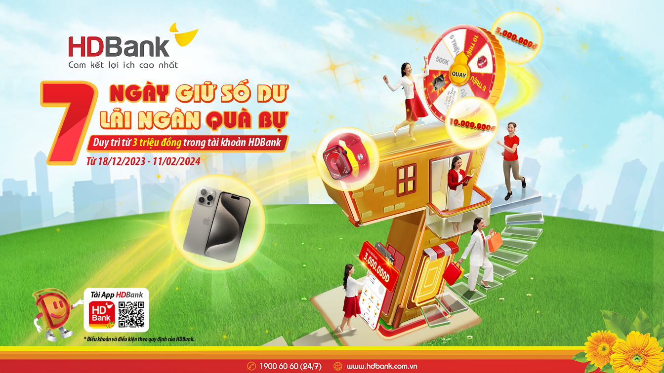 Khai xuân rinh vàng ròng, iphone 15 trên App HDBank Khai xuân rinh vàng ròng, iphone 15 trên App HDBank