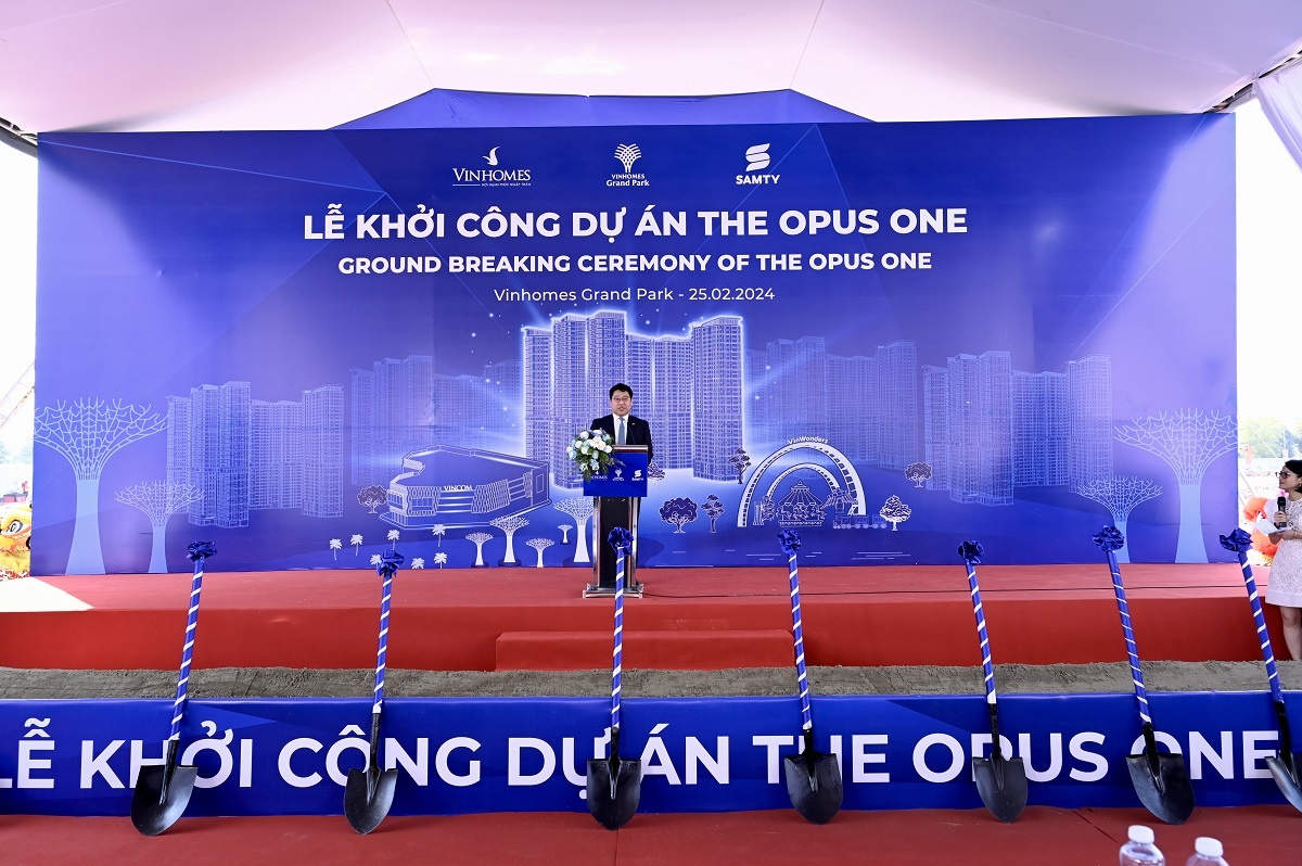 Đại diện Tập đoàn Samty phát biểu tại Lễ khởi công dự án The Opus One