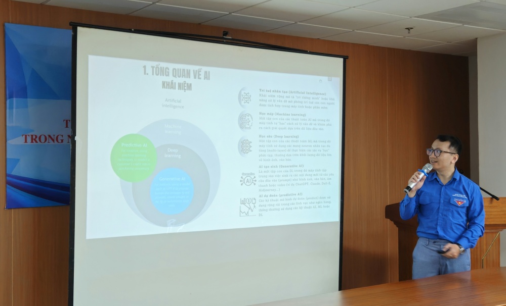 Phần tham luận về Gen AI của đồng chí Nguyễn Trung Anh, Bí thư Chi đoàn Vụ Thanh toán
