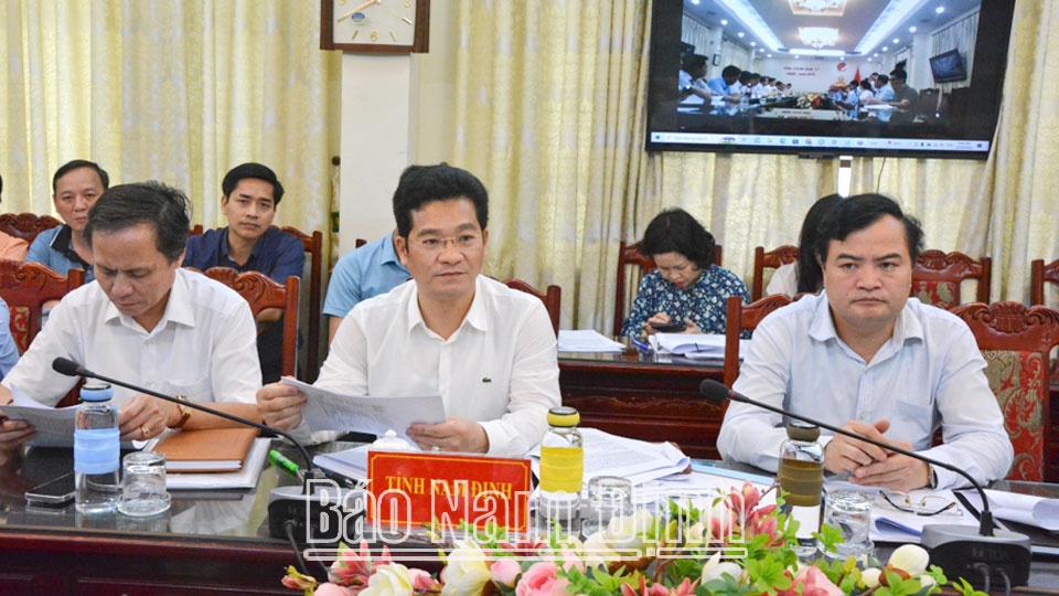 Đồng chí Trần Anh Dũng, Ủy viên Ban TVTU, Phó Chủ tịch Thường trực UBND tỉnh phát biểu tại buổi làm việc.