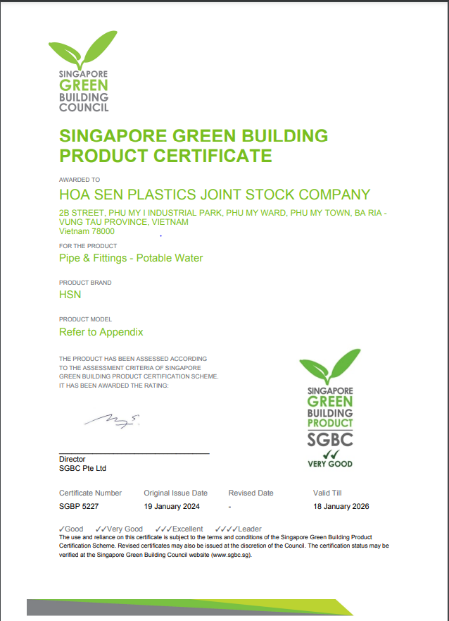 Chứng nhận “Nhãn xanh” – Green Building Product cho nhóm sản phẩm Ống nhựa PP-R Chứng nhận “Nhãn xanh” – Green Building Product cho nhóm sản phẩm Ống nhựa PP-R