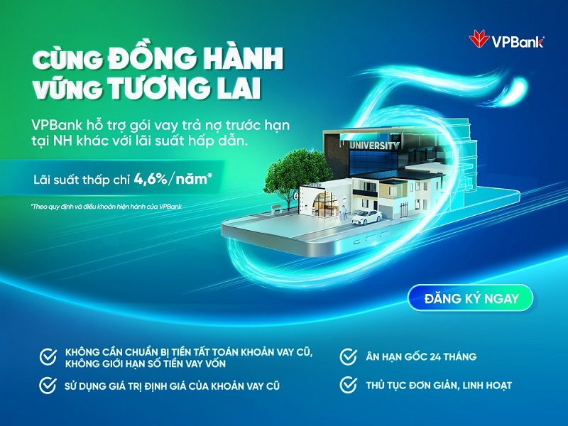 VPBank ra mắt gói vay tái tài trợ, lãi suất chỉ từ 4,6%/năm VPBank ra mắt gói vay tái tài trợ, lãi suất chỉ từ 4,6%/năm