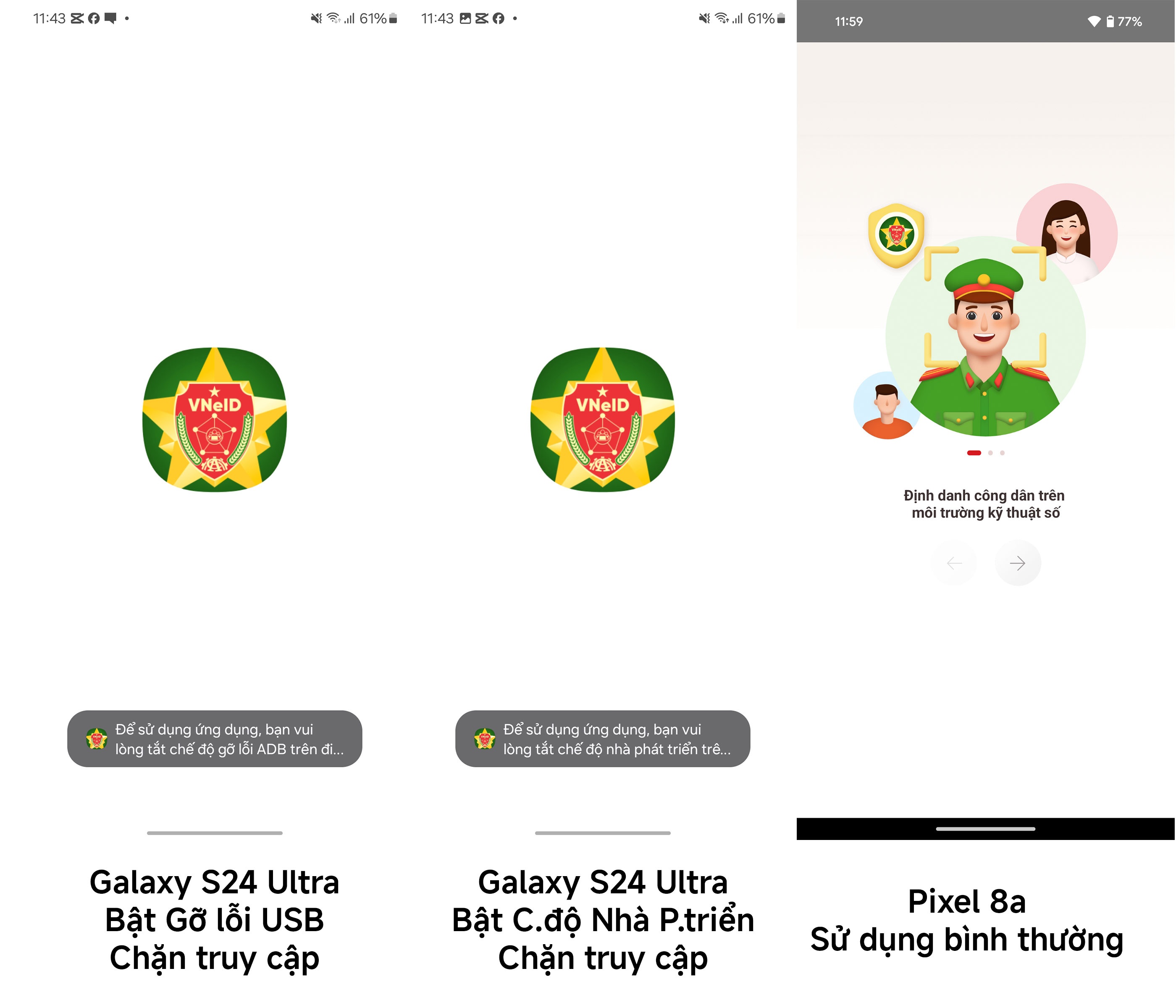 Điện thoại mở khoá Bootloader hiện không thể dùng VNeID