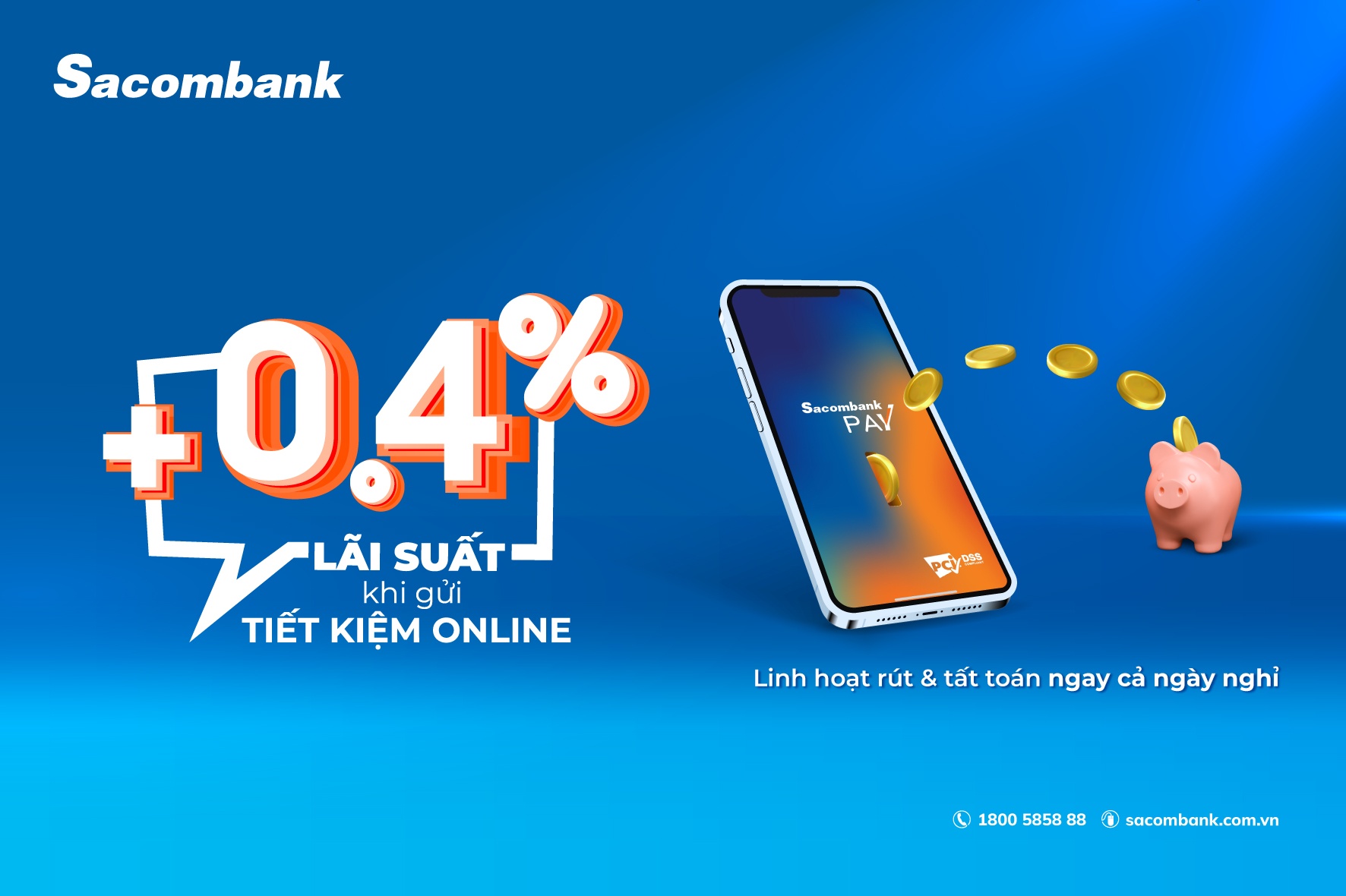 Gửi tiết kiệm trực tuyến tại Sacombank hưởng lãi suất cao hơn tại quầy