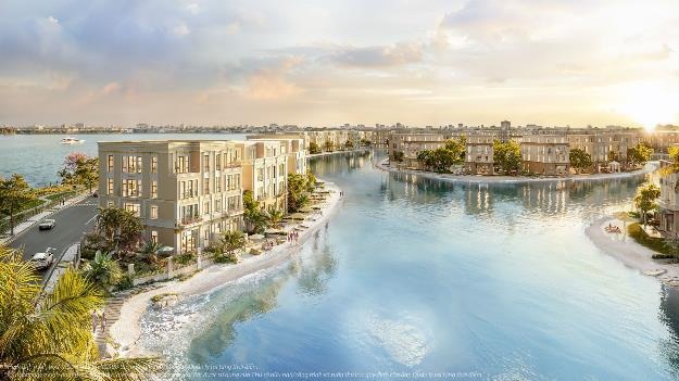 Tầm view triệu đô với sông xanh trước mặt, biển mặn sau nhà tại phân khu Hoàng Gia trên đảo Vũ Yên