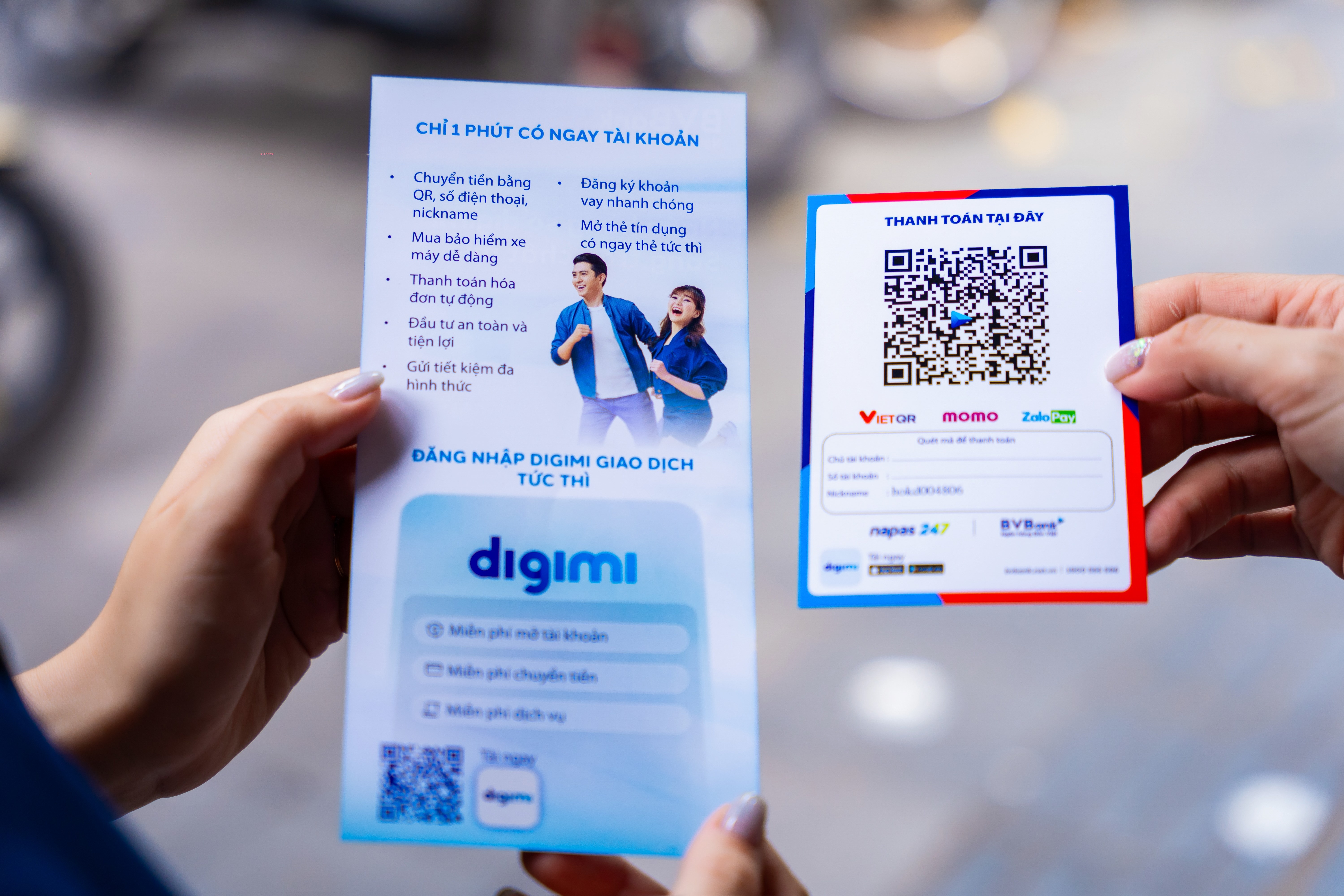 Khách hàng có thể tự tạo mã QR từ Ngân hàng số Digimi để đặt tại cửa hàng