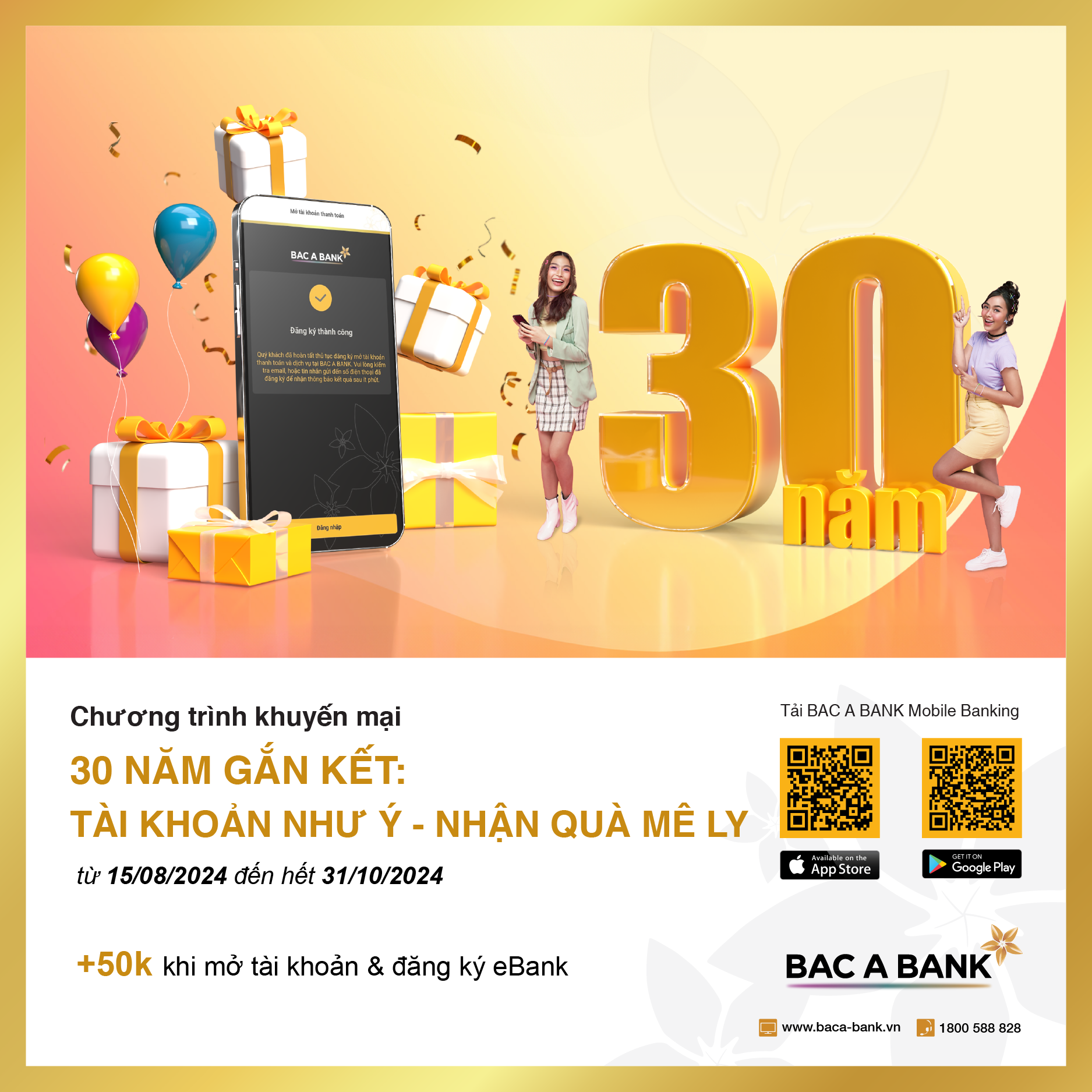 BAC A BANK tung ngàn ưu đãi mừng sinh nhật 30 năm