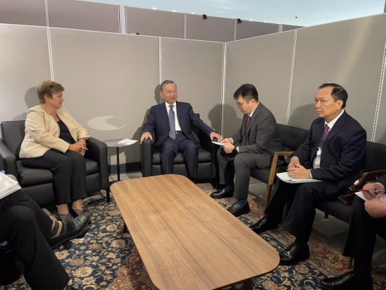 Phó Thống đốc Đào Minh Tú tháp tùng Tổng Bí thư, Chủ tịch nước Tô Lâm tiếp Tổng Giám đốc IMF