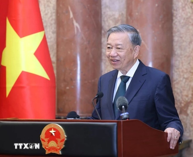 Tổng Bí thư, Chủ tịch nước Tô Lâm gặp mặt Đoàn đại biểu doanh nhân tiêu biểu của Liên đoàn Thương mại và Công nghiệp Việt Nam và Hội Doanh nhân Tư nhân Việt Nam. Ảnh: Lâm Khánh/ TTXVN