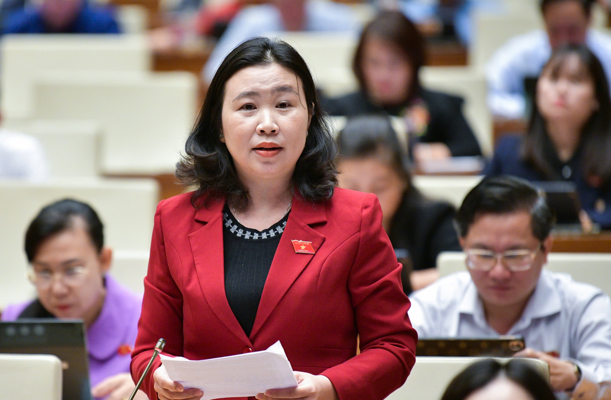 Đại biểu Lê Thị Song An - Đoàn ĐBQH tỉnh Long An phát biểu