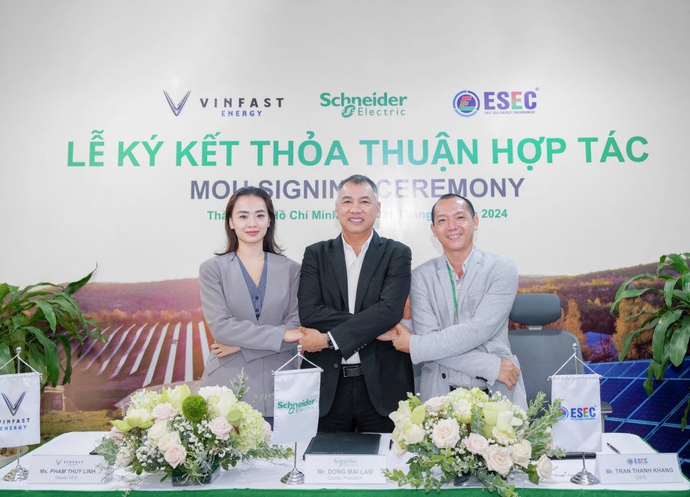 VinFast Energy, Schneider Electric và ESEC hợp tác thúc đẩy giải pháp pin lưu trữ và quản lý năng lượng