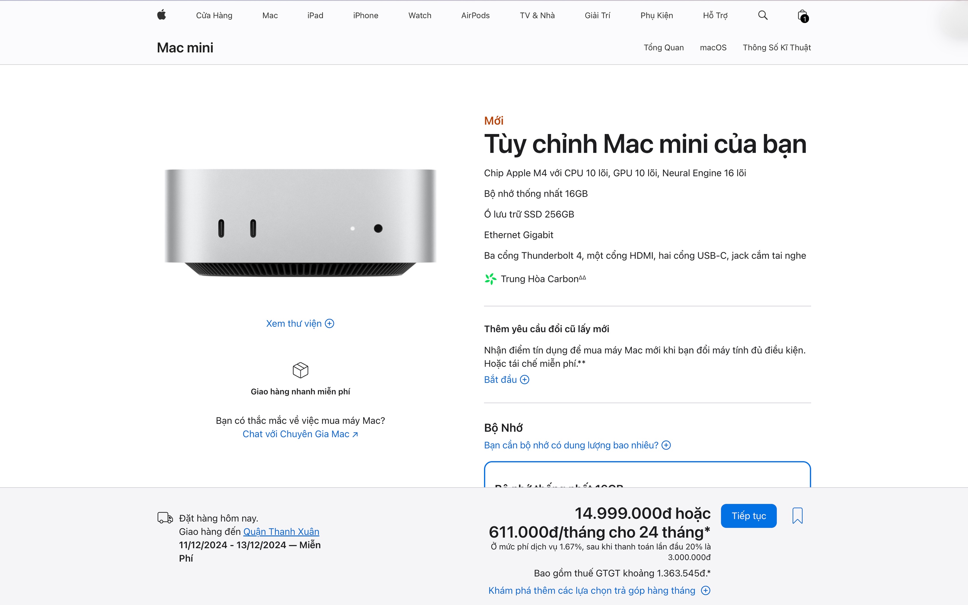 Mac mini M4 mở bán tại Việt Nam, sinh viên mua hàng chỉ còn hơn 12 triệu đồng