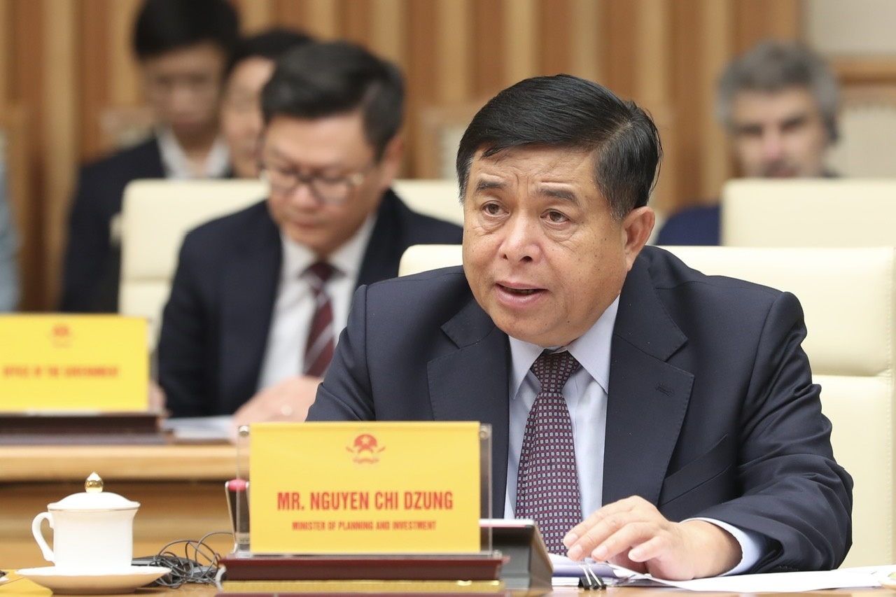 Bộ trưởng Bộ Kế hoạch và Đầu tư Nguyễn Chí Dũng phát biểu tại cuộc làm việc - Ảnh: Đức Trung/MPI