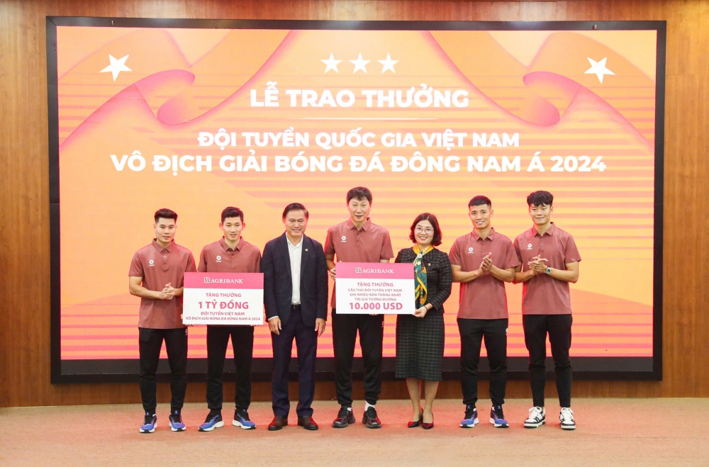 Vô địch Giải bóng đá Đông Nam Á 2024, đội tuyển Việt Nam nhận thưởng lớn từ Agribank