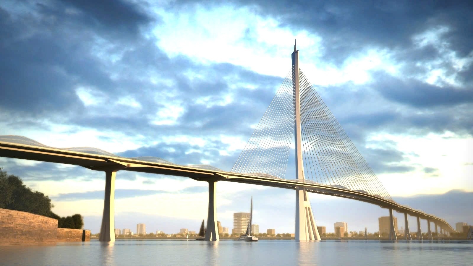 Phối cảnh cầu Thủ Thiêm 4 Phối cảnh cầu Thủ Thiêm 4