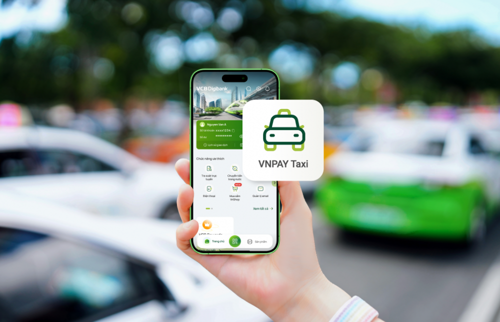 Tính năng VNPAY Taxi trên VCB Digibank. Tính năng VNPAY Taxi trên VCB Digibank.