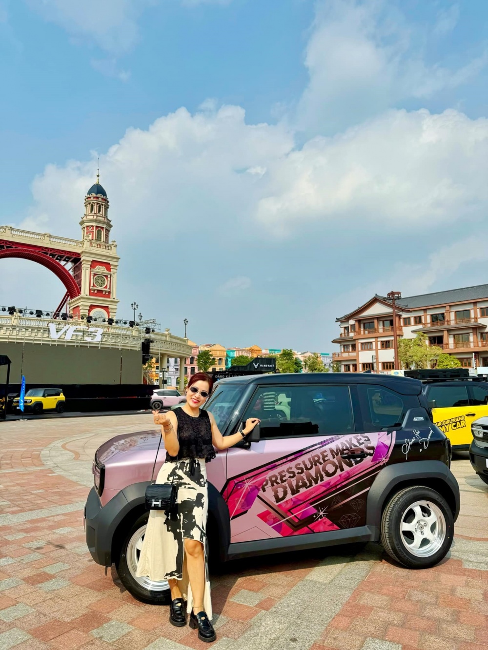 Bộ decal trên chiếc VF 3 của chị Bùi Mai Linh lấy cảm hứng từ triết lý sống của bản thân.