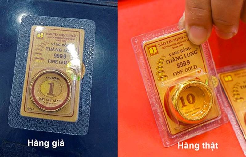 Vàng giả được làm giống hệt vàng thật. Ảnh: BTMC Vàng giả được làm giống hệt vàng thật. Ảnh: BTMC