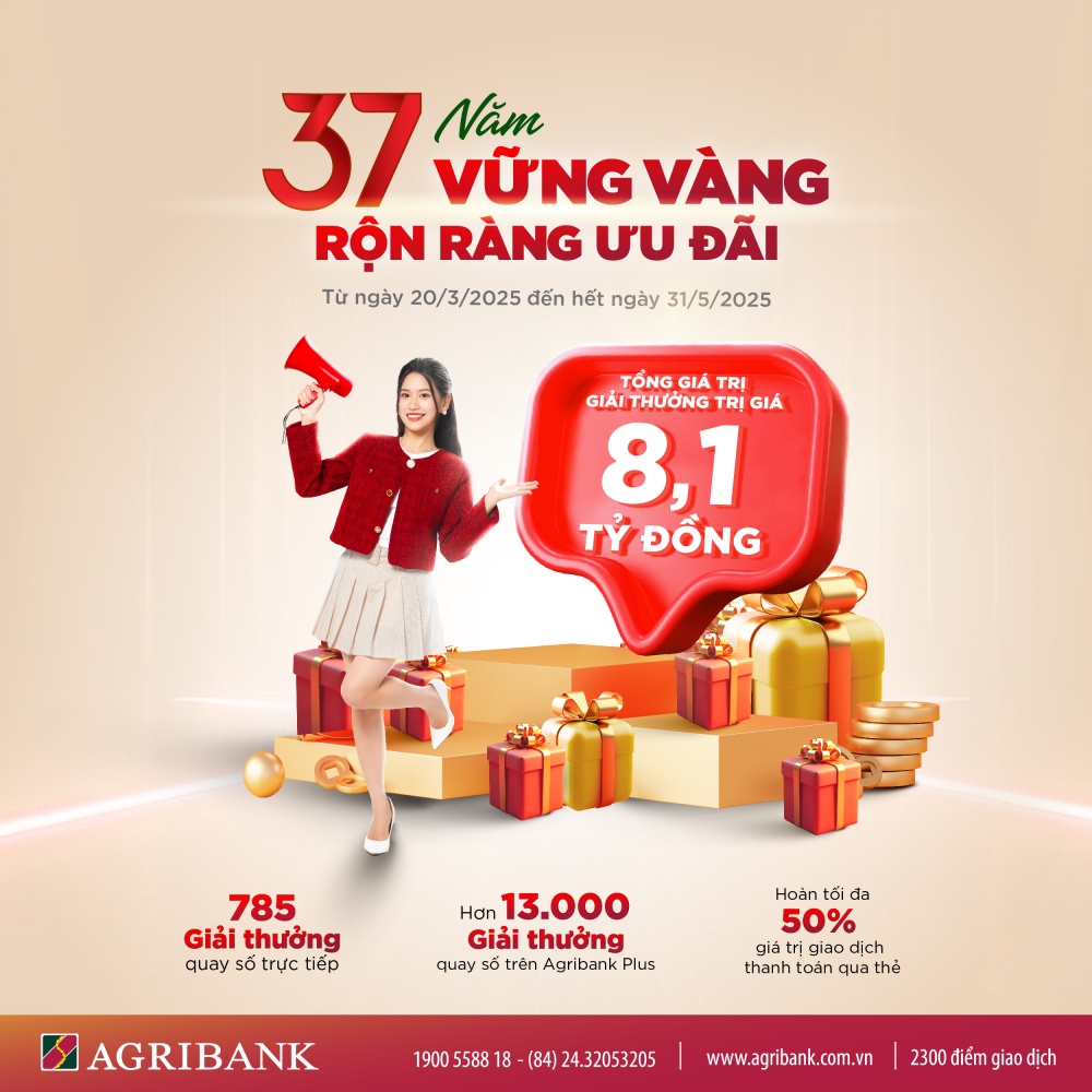 Agribank tri ân khách hàng với hơn 13.700 quà tặng nhân dịp 37 năm thành lập