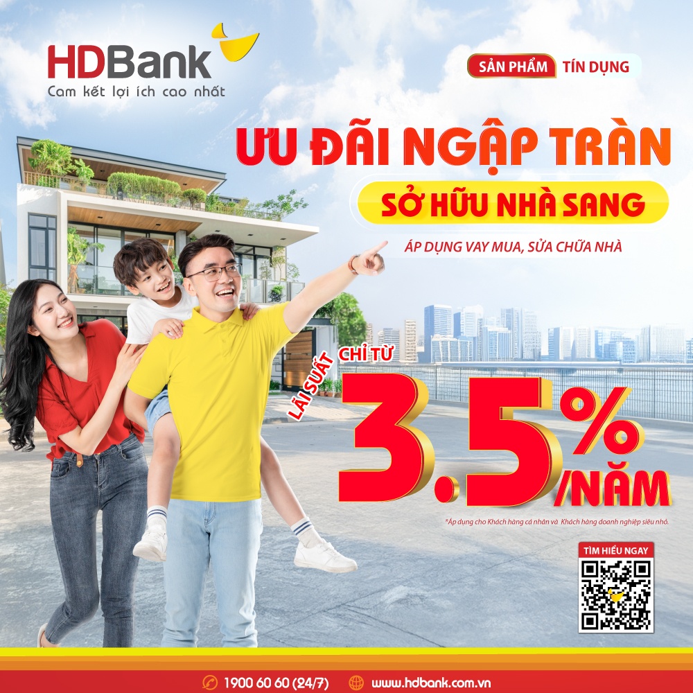 HDBank dẫn đầu “sân chơi” vay mua nhà với lãi suất 3,5%, thời hạn vay 50 năm cho người trẻ