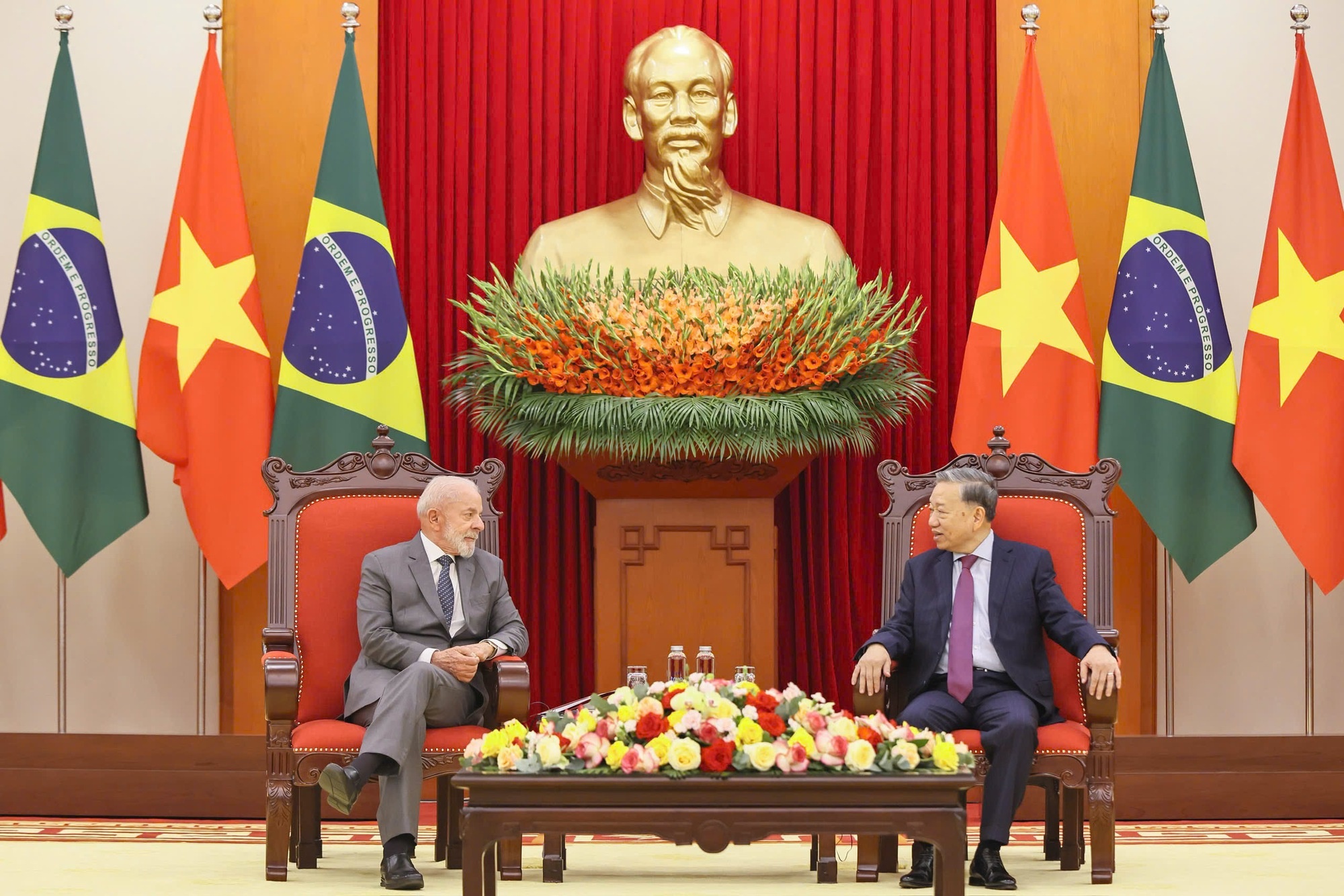 Tổng Bí thư khẳng định Đảng, Nhà nước Việt Nam coi trọng Brazil, đối tác hàng đầu trong tổng thể chính sách đối ngoại của Việt Nam tại khu vực Mỹ Latinh - Ảnh: VGP/Nhật Bắc