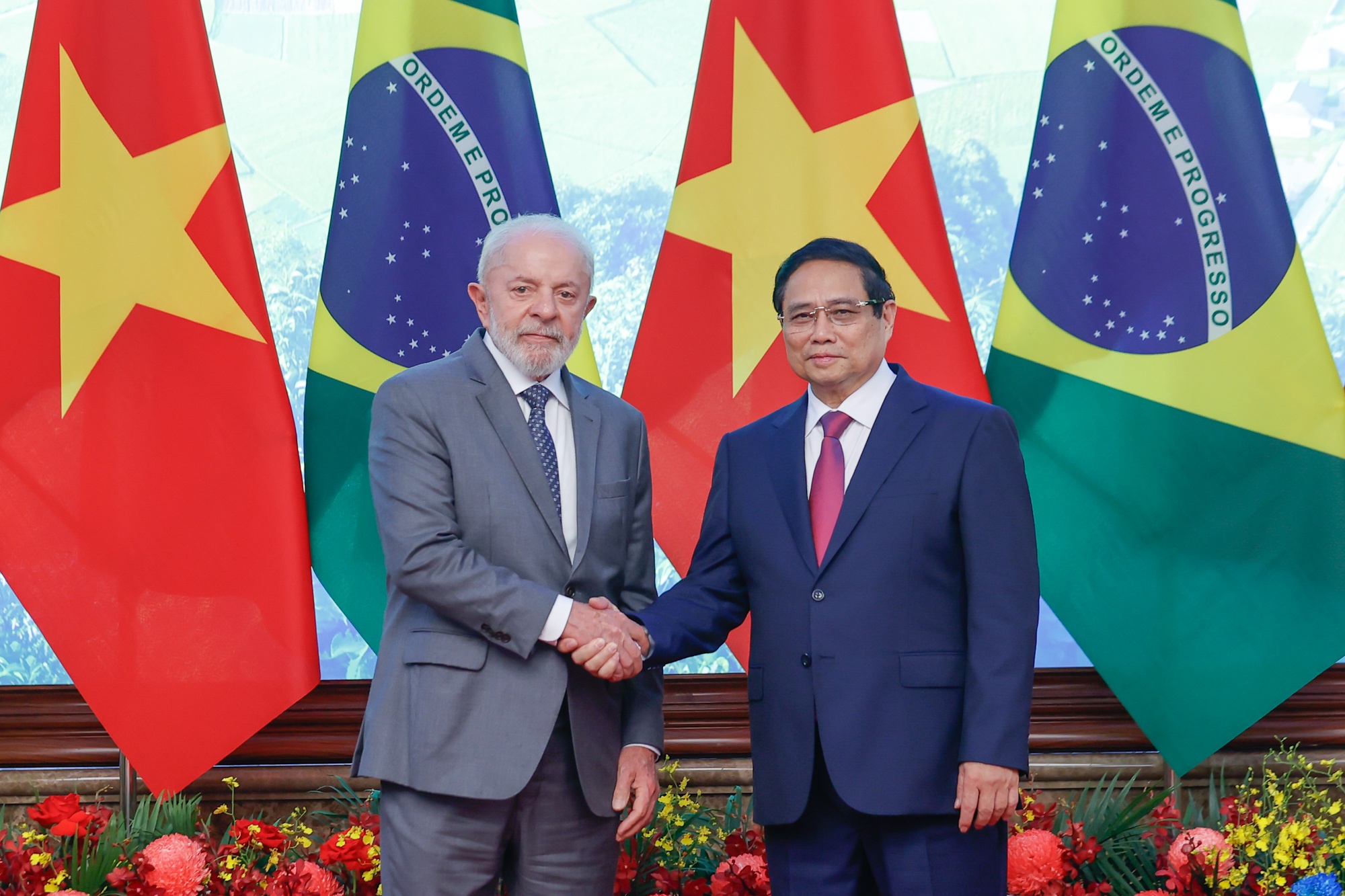 Thủ tướng Phạm Minh Chính hội kiến Tổng thống Brazil Lula da Silva - Ảnh: VGP/Nhật Bắc