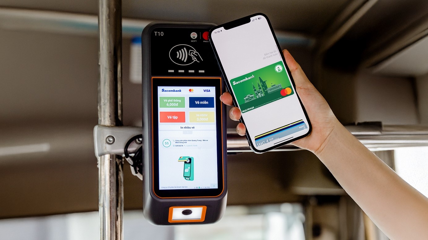 Thanh toán vé xe buýt qua Apple Pay đã thêm thẻ Sacombank Mastercard MultiPass Thanh toán vé xe buýt qua Apple Pay đã thêm thẻ Sacombank Mastercard MultiPass