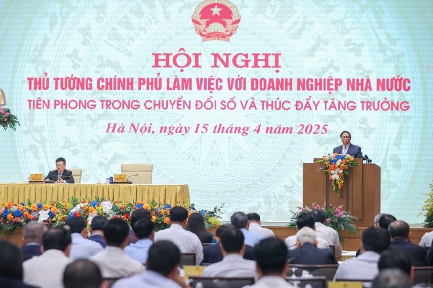 Thủ tướng Phạm Minh Chính chủ trì Hội nghị ngày 15/4 - Ảnh VGP/Nhật Bắc