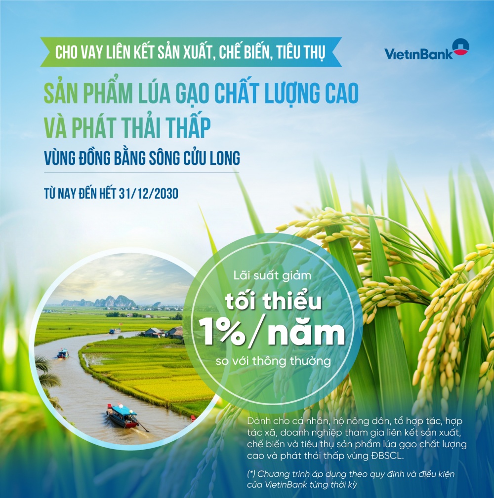 VietinBank cho vay ưu đãi, phát triển nông nghiệp bền vững vùng Đồng bằng sông Cửu Long
