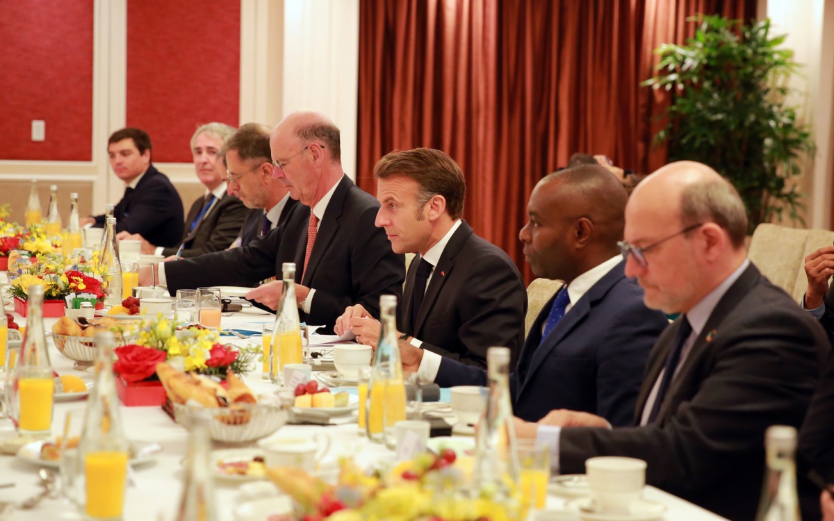 Tổng thống Pháp Emmanuel Macron làm việc với Phó Thủ tướng Trần Hồng Hà về lĩnh vực năng lượng