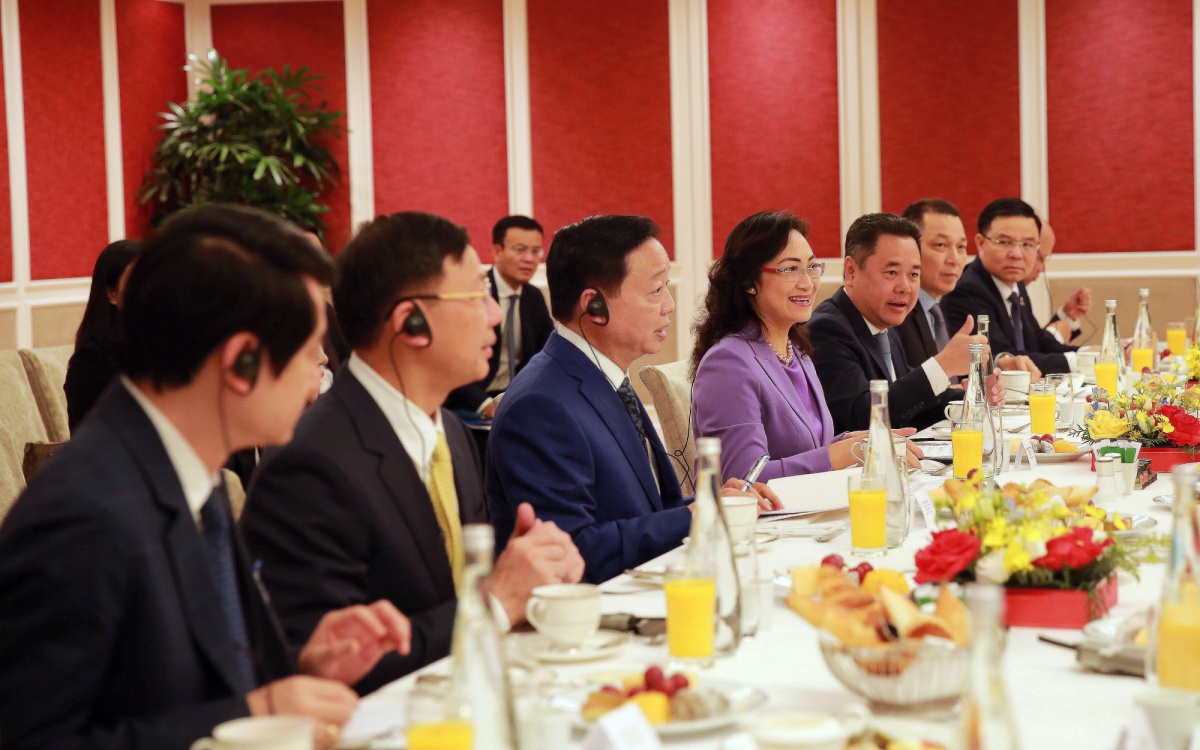 Tổng thống Pháp Emmanuel Macron làm việc với Phó Thủ tướng Trần Hồng Hà về lĩnh vực năng lượng