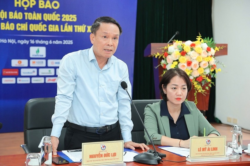 Phó Chủ tịch Thường trực Hội Nhà báo Việt Nam Nguyễn Đức Lợi phát biểu tại Họp báo Phó Chủ tịch Thường trực Hội Nhà báo Việt Nam Nguyễn Đức Lợi phát biểu tại Họp báo