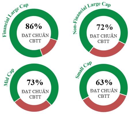 Doanh nghiệp đạt Chuẩn Công bố thông tin năm 2025 theo nhóm vốn hóa (Nguồn: Chương trình IR Awards 2025)