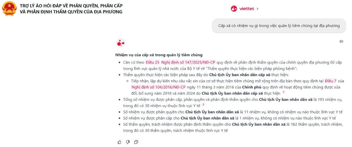 Trợ lý ảo cán bộ công chức cung cấp câu trả lời đúng trọng tâm kèm theo dẫn chứng các văn bản pháp luật có liên quan