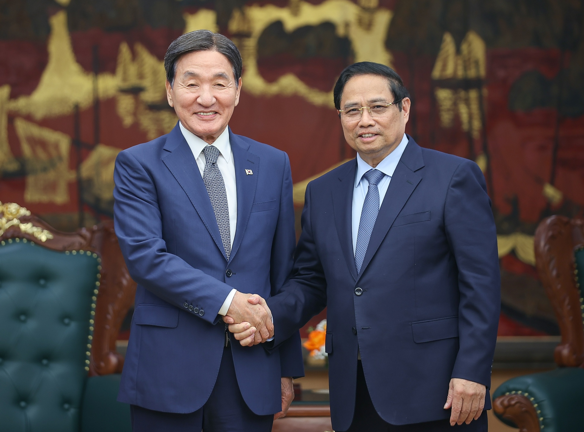 Thủ tướng Chính phủ Phạm Minh Chính tiếp ông Park Chang Dal, Đặc phái viên của Tổng thống Hàn Quốc - Ảnh: VGP/Nhật Bắc Thủ tướng Chính phủ Phạm Minh Chính tiếp ông Park Chang Dal, Đặc phái viên của Tổng thống Hàn Quốc - Ảnh: VGP/Nhật Bắc