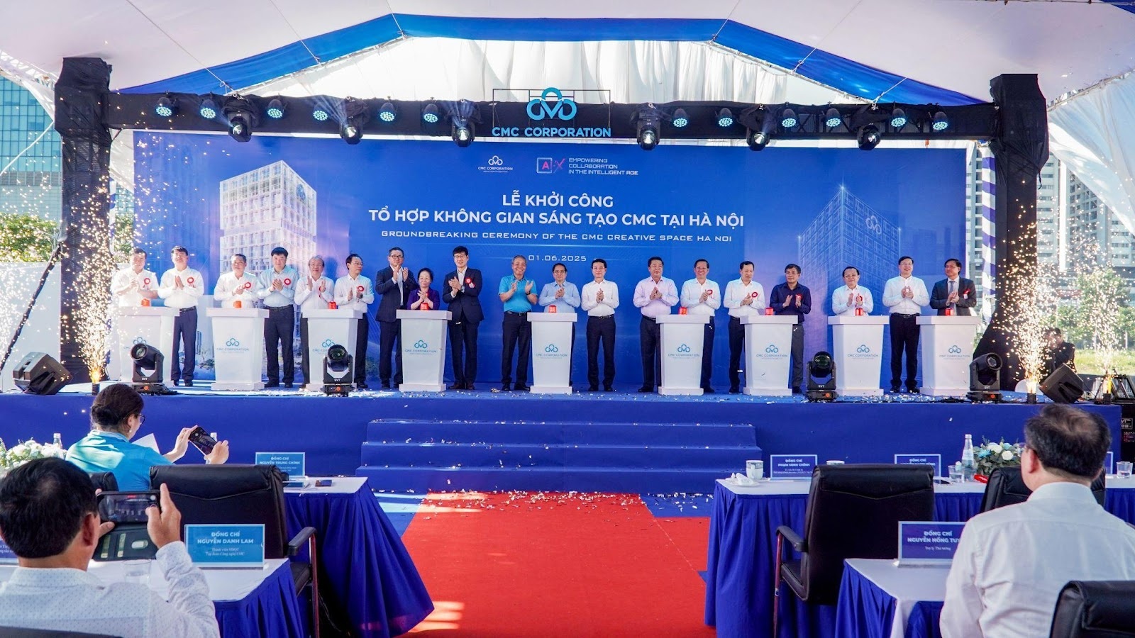 Thủ tướng và Lãnh đạo Chính phủ, Lãnh đạo CMC bấm nút khởi công dự án Không gian sáng tạo CMC Creative Space Hà Nội 1/6/2025