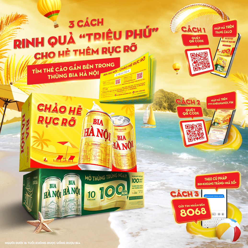 Cách thức tham gia & đổi thưởng chương trình khuyến mại của Bia Hà Nội Hè 2025 Cách thức tham gia & đổi thưởng chương trình khuyến mại của Bia Hà Nội Hè 2025